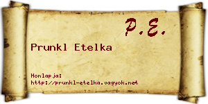 Prunkl Etelka névjegykártya